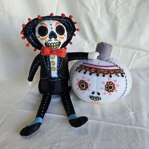 2x Target Halloween Day Of The Dead Decor Skeleton Pumpkin 2018 2016 Plush Soft